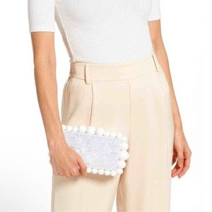 Cult Gaia Eos Beaded Acrylic Box Clutch in White - Authentic